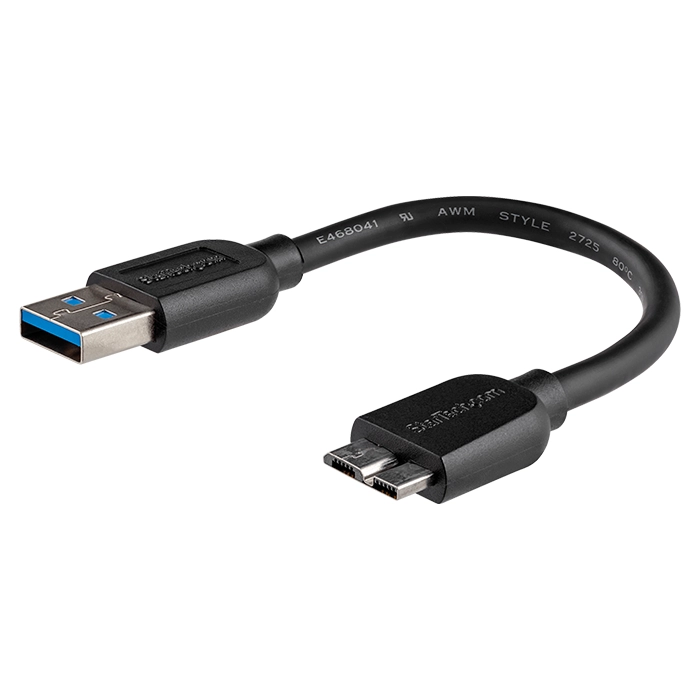 StarTech USB3AUB15CMS | 15cm (6in) Short Slim SuperSpeed USB 3.0 A to Micro B Cable M/M Refurbished - StarTech.com (standardized as per the brand's official website refurbished available on Gotodirect