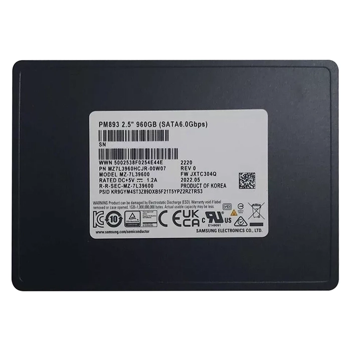 Samsung MZ7L3960HCJR-00W07 | Enterprise PM893 Series 960GB Triple-Level Cell  SATA 6GB/s V-NAND 7mm 2.5-inch Solid State Drive Refurbished - Samsung refurbished available on Gotodirect