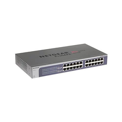 Netgear JGS524E-200PRS | Prosafe JGS524E 24 x RJ-45 Ports 10/100/1000Base-T Rack-mountable Unmanaged Gigabit Ethernet Network Switch Refurbished - Netgear refurbished available on Gotodirect
