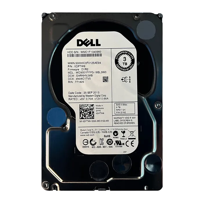 Dell DPTW9 | 3TB 7200RPM SAS 6Gb/s Hot-Pluggable (512n) 3.5-Inch Nearline Hard Drive for PowerEdge Server & PowerVault Server Refurbished - Dell refurbished available on Gotodirect