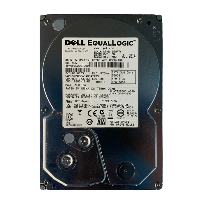Dell 5WF7Y | 500GB 7200RPM SATA 3Gb/s Hot-Pluggable 16MB Cache 3.5-Inch Hard Drive for EqualLogic Storage Array Refurbished - Dell refurbished available on Gotodirect