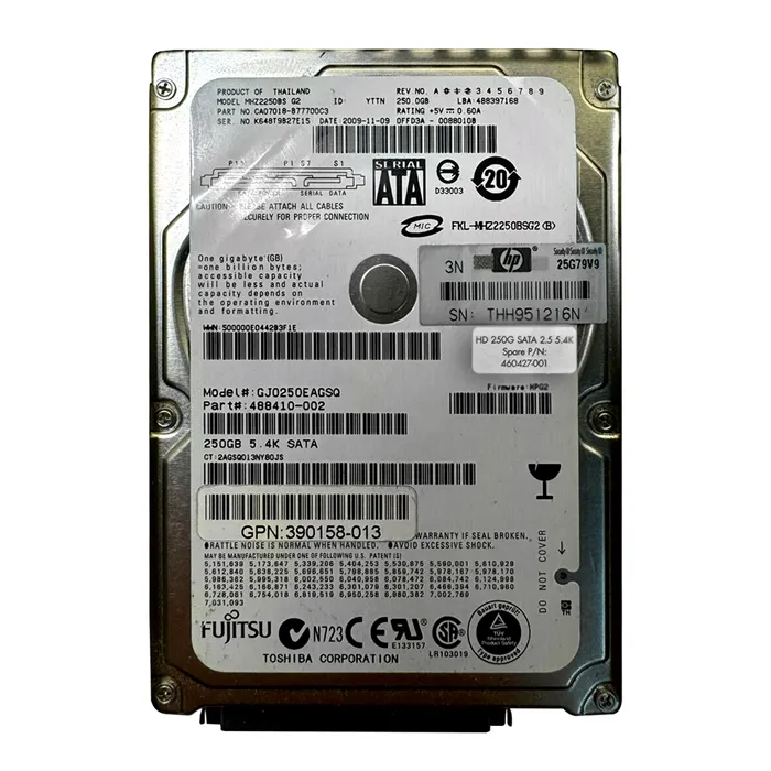 HP GJ0250EAGSQ | 250GB 5400RPM SATA 3Gb/s SFF Hot-Pluggable 2.5-inch Hard Drive for Gen1 to Gen7 ProLiant Server Refurbished - Hewlett-Packard (ou HP en abrégé) refurbished available on Gotodirect