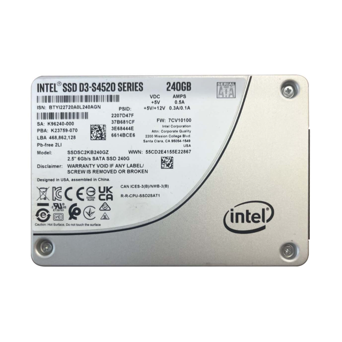 Intel SSDSC2KB240GZ01 | D3-S4520 240GB Triple-Level Cell SATA 6Gb/s 2.5-Inch Solid State Drive Refurbished - Intel refurbished available on Gotodirect