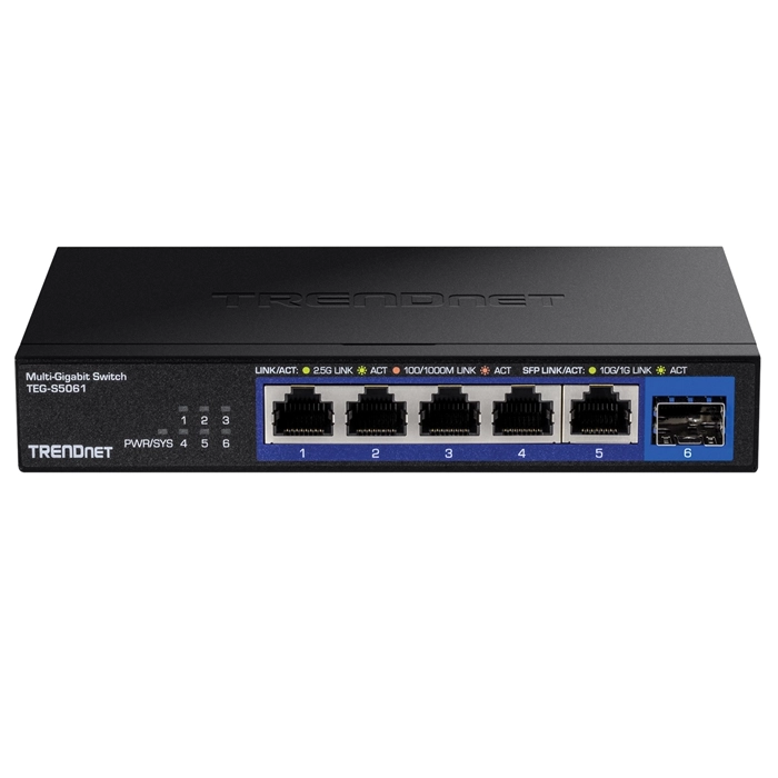 TRENDnet TEG-S5061 | 5-Ports 2.5GBase-T RJ-45 GbE 1-Port 10GBase-X SFP+ Wall-mountable Gigabit Ethernet Network Switch Refurbished -  refurbished available on Gotodirect