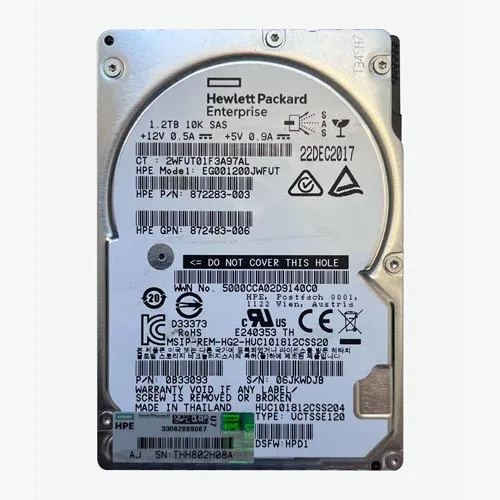 HP 872283-003 | 1.2TB 10000RPM SAS 12Gb/s 64MB Cache Hot-Pluggable (512n) SFF 2.5-inch Hard Drive for Gen8/10 ProLiant Server/Storage Array Refurbished - Hewlett-Packard (ou HP en abrégé) refurbished available on Gotodirect