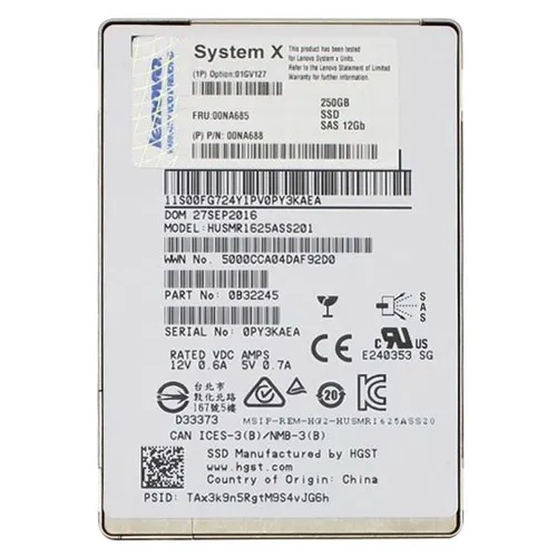Lenovo 00NA688 | 250GB Multi-Level Cell SAS 12Gb/s 2.5-Inch Solid State Drive Refurbished - Lenovo refurbished available on Gotodirect