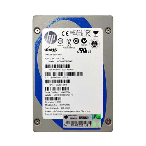 HP 632430-002 | 400GB Multi-Level Cell SATA 3Gb/s Hot-Pluggable Mainstream 2.5-Inch Enterprise Solid State Drive for ProLiant Servers Refurbished - Hewlett-Packard (ou HP en abrégé) refurbished available on Gotodirect