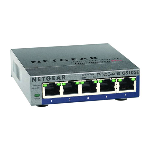 Netgear GS105E-200NAS | Prosafe GS105E 5 x RJ-45 Ports 10/100/1000Base-T Layer 2 Unmnaged Gigabit Ethernet Network Switch Refurbished - Netgear refurbished available on Gotodirect