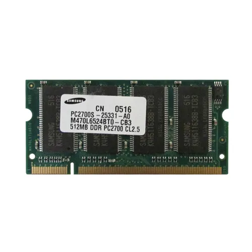 Samsung M470L6524BT0-CB3 | 512MB DDR-333MHz PC2700 Non-ECC Unbuffered SODIMM CL2.5 2Rx16 2.5V 200-Pin Memory Module Refurbished - Samsung refurbished available on Gotodirect