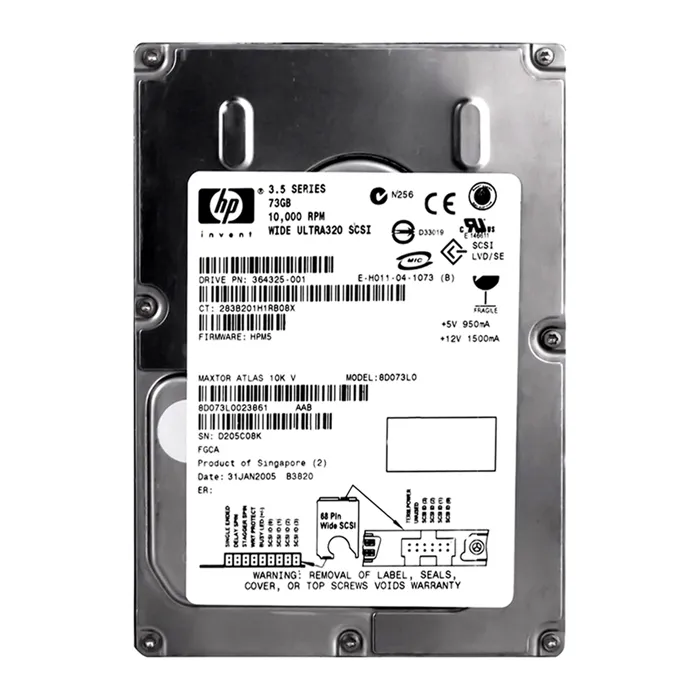 Buy HP 364325-001 | 73GB 10000RPM Ultra320 SCSI Hot Swappable LVD 68-Pin 3.5-Inch Hard Drive Refurbished - $524.71 HP 364325-001 | 73GB 10000RPM Ultra320 SCSI Hot Swappable LVD 68-Pin 3.5-Inch Hard Drive Refurbished - Hewlett-Packard (ou HP en abrégé) refurbished available on Gotodirect