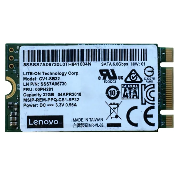 Lenovo 00PH281 | 32GB Multi-Level Cell SATA 6Gb/s M.2 2280 Solid State Drive Refurbished - Lenovo refurbished available on Gotodirect
