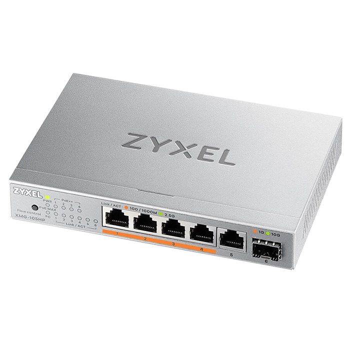 ZyXEL XMG-105HP | 105HP 5-Ports 2.5Gigabit Ethernet PoE++ with 1-Port 10GbE SFP Unmanaged Network Switch Refurbished - Zyxel refurbished available on Gotodirect