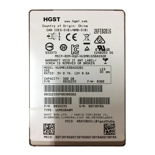 HGST HUSMR1650ASS201 | Ultrastar SSD1600MR Series 500GB Multi-Level Cell SAS 12Gb/s Read Intensive (TCG Encryption) 2.5-inch Solid State Drive Refurbished - HGST (a subsidiary of Western Digital) refurbished available on Gotodirect