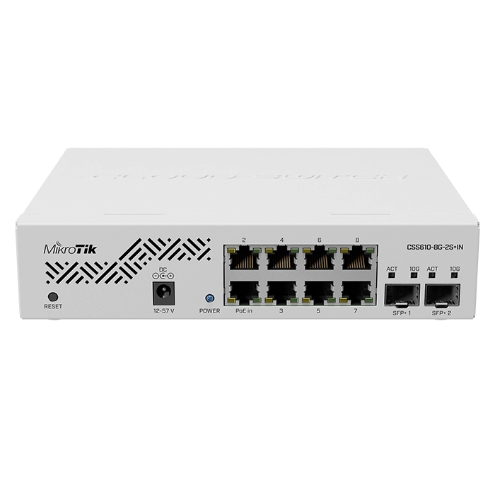 Mikrotik CSS610-8G-2S+IN | 8x1GbE with 2x 10GbE SFP+ Ports Fiber Connectivity Portable PowerfulCloud Smart Switch Refurbished - MikroTik refurbished available on Gotodirect
