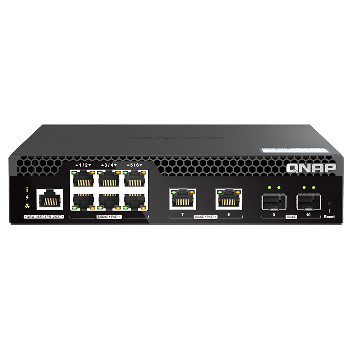 Buy QNAP QSW-M2106PR-2S2T-US | 6 x Ports 2.5GbE PoE++ 2 x Ports 10GbE PoE++ 2 x Ports 10GbE SFP+ Managed Layer 2 Network Switch Refurbished - $1096.96 QNAP QSW-M2106PR-2S2T-US | 6 x Ports 2.5GbE PoE++ 2 x Ports 10GbE PoE++ 2 x Ports 10GbE SFP+ Managed Layer 2 Network Switch Refurbished - QNAP refurbished available on Gotodirect