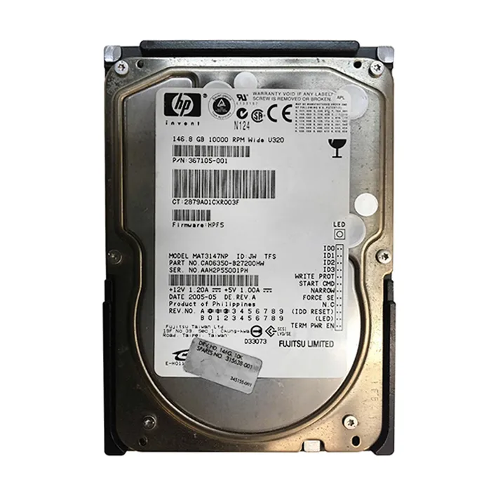 Buy HP 367105-001 | 146GB 10000RPM Ultra320 SCSI 8MB Cache LVD 68-Pin 3.5-inch Hard Drive Refurbished - $652.86 HP 367105-001 | 146GB 10000RPM Ultra320 SCSI 8MB Cache LVD 68-Pin 3.5-inch Hard Drive Refurbished - Hewlett-Packard (ou HP en abrégé) refurbished available on Gotodirect
