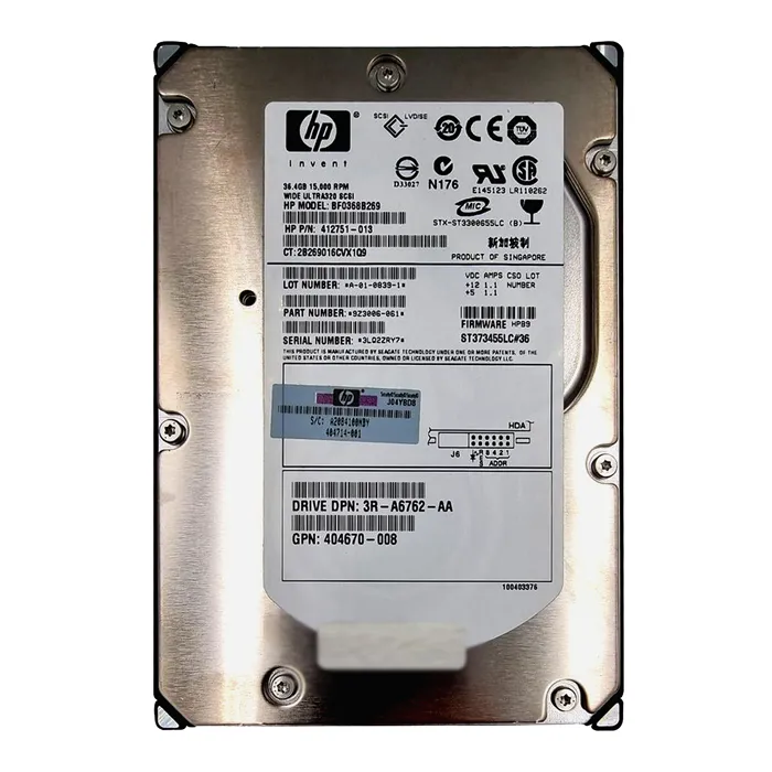 HP 412751-013 | 36.4GB 15000RPM Ultra320 SCSI Hot-Pluggable LVD 80-Pin 3.5-inch Hard Drive for ProLiant Server Refurbished - Hewlett-Packard (ou HP en abrégé) refurbished available on Gotodirect