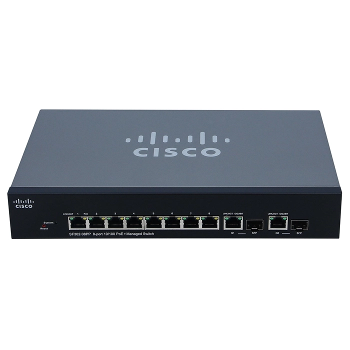 Cisco SF302-08PP-K9-NA | Small Business 300 Series SF302-08PP 8 x Ports PoE+ 10/100Base-T + 2 x Ports Combo Gigabit SFP Layer 3 Managed Fast Ethernet Network Switch Refurbished - Cisco Systems Inc. refurbished available on Gotodirect