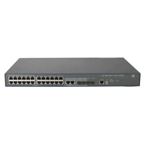 HP JG304-61301 | FlexNetwork 3600 SI Series 3600–24 v2 24 x 10/100BaseTX RJ-45 and 4 x 1GbE SFP and 2 x Shared RJ-45 Ports Layer 3 Managed Stackable Fast Ethernet Network Switch Refurbished - Hewlett-Packard (ou HP en abrégé) refurbished available on Gotodirect