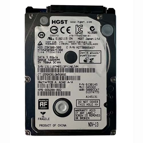 HP 666288-002 | 500GB 5400RPM SATA 3Gb/s 8MB Cache 2.5-inch Hard Drive Refurbished - Hewlett-Packard (ou HP en abrégé) refurbished available on Gotodirect