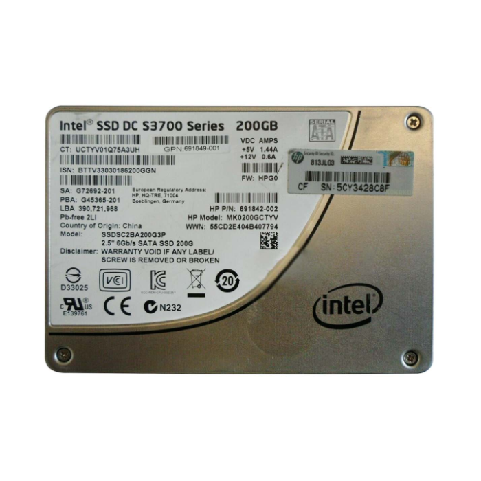 HP MK0200GCTYV | 200GB Multi-Level Cell SATA 3Gb/s Hot-Pluggable Mainstream 2.5-Inch Enterprise Solid State Drive for ProLiant Servers Storage Arrays Refurbished - Hewlett-Packard (ou HP en abrégé) refurbished available on Gotodirect