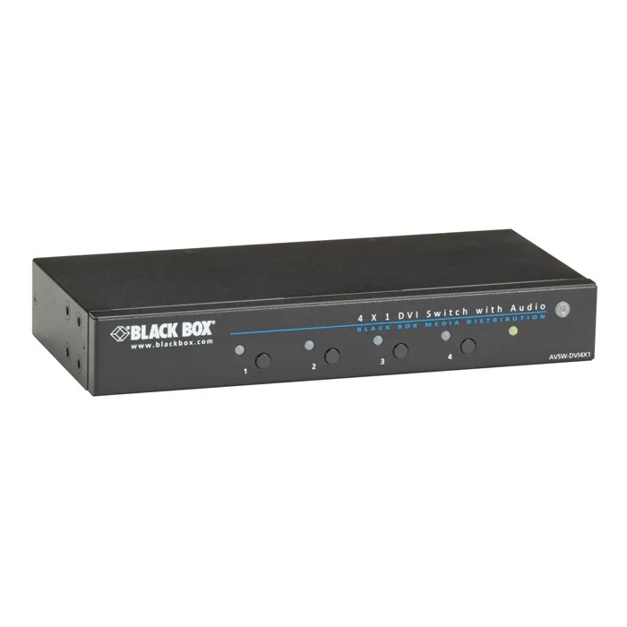 Black Box AVSW-DVI4X1 | 4 x 1 DVI Switch with Audio Refurbished -  refurbished available on Gotodirect