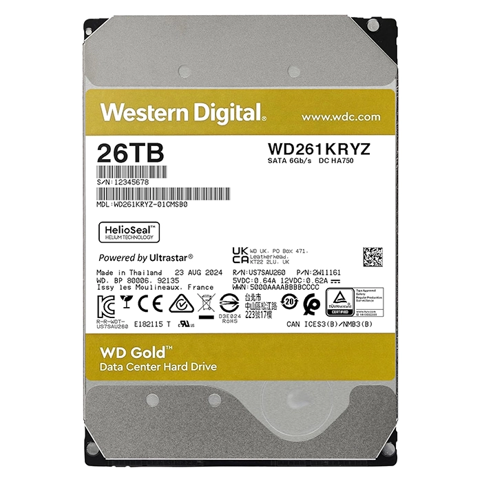 Buy Western Digital WD261KRYZ | Gold Helium 26TB 3.5-inch 6GB/s SATA 7200RPM 512MB Cache 512e Enterprise Class Hard Drive Refurbished - $1623.16 Western Digital WD261KRYZ | Gold Helium 26TB 3.5-inch 6GB/s SATA 7200RPM 512MB Cache 512e Enterprise Class Hard Drive Refurbished - Western Digital refurbished available on Gotodirect