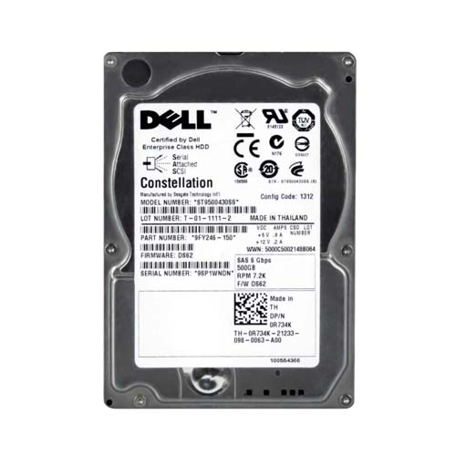 Dell 0R734K | 500GB 7200RPM SAS 6Gb/s Hot-Pluggable 16MB Cache 2.5-Inch Hard Drive for PowerEdge Servers Refurbished - Dell refurbished available on Gotodirect