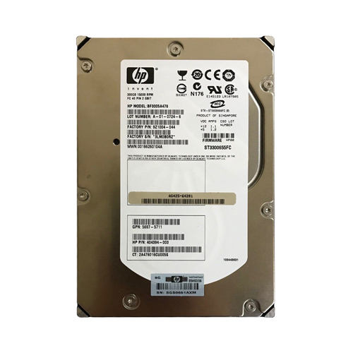 HP 5697-5711 | 300GB 15000RPM Fibre Channel 4Gb/s Hot-Swappable Dual Port 3.5-inch Hard Drive for StorageWotks Refurbished - Hewlett-Packard (ou HP en abrégé) refurbished available on Gotodirect