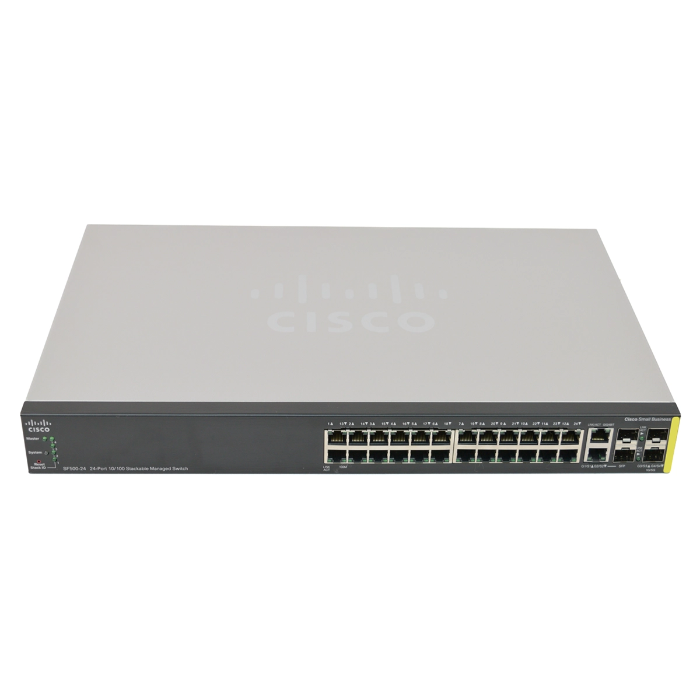 Cisco SF500-24-K9-NA | Small Business 500 Series SF500-24 24 x Ports 10/100Base-TX + 2 x Ports Combo SFP + 2 x Ports SFP Rack-mountable Layer 3 Managed Fast Ethernet Network Switch Refurbished - Cisco Systems Inc. refurbished available on Gotodirect