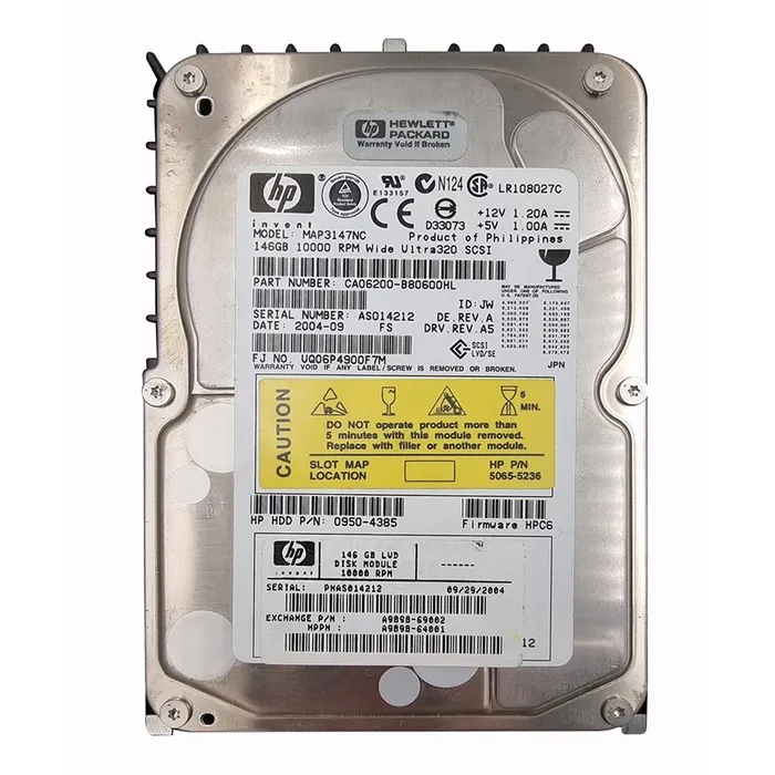 HP 0950-4385 | 146GB 10000RPM Ultra-320 SCSI Hot-Pluggable (LVD) 8MB Cache 80-Pin 3.5-Inch Hard Drive Refurbished - Hewlett-Packard (ou HP en abrégé) refurbished available on Gotodirect