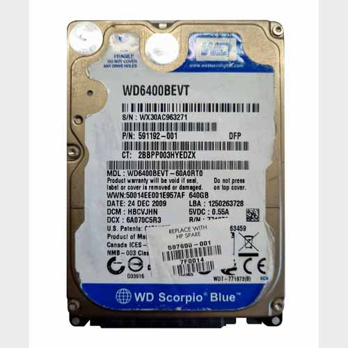 HP 597600-001 | 640GB 5400RPM SATA 3Gb/s 2.5-Inch Hard Drive Refurbished - Hewlett-Packard (ou HP en abrégé) refurbished available on Gotodirect