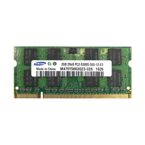 Samsung M470T5663QZ3-CE6 | 2GB DDR2-667MHz PC2-5300 Non-ECC Unbuffered SODIMM CL5 2Rx8 1.8V 200-Pin Memory Module Refurbished - Samsung refurbished available on Gotodirect