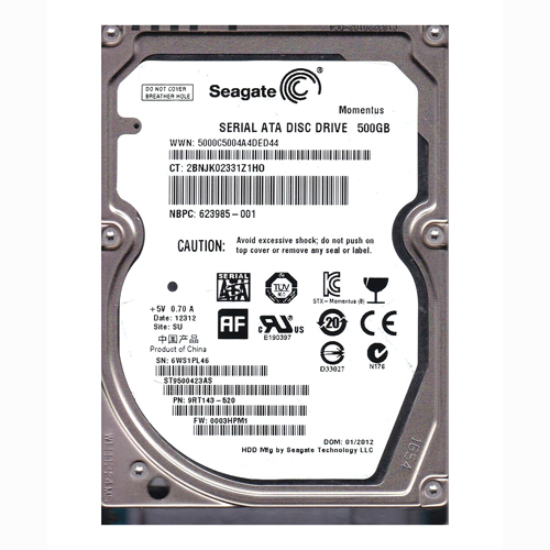HP 623985-001 | 500GB 7200RPM SATA 3Gb/s 16MB Cache SFF 2.5-inch Hard Drive Refurbished - Hewlett-Packard (ou HP en abrégé) refurbished available on Gotodirect