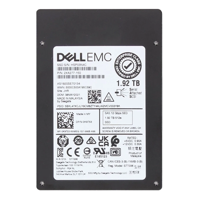 Dell K9T53 | 1.92TB 2.5-inch 12GB/s SAS Read-Intensive SED Hot-Pluggable Solid State Drive for PowerEdge G14 - G16 Servers and Storage Arrays Refurbished - Dell refurbished available on Gotodirect