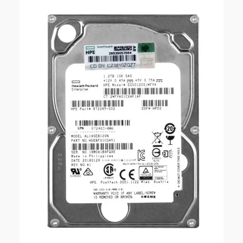 HP 872285-002 | 1.2TB 10000RPM SAS 12Gb/s Hot-Pluggable Dual Port SFF 2.5-inch Enterprise Hard Drive for Gen1/7 ProLiant Server/Storage Array Refurbished - Hewlett-Packard (ou HP en abrégé) refurbished available on Gotodirect