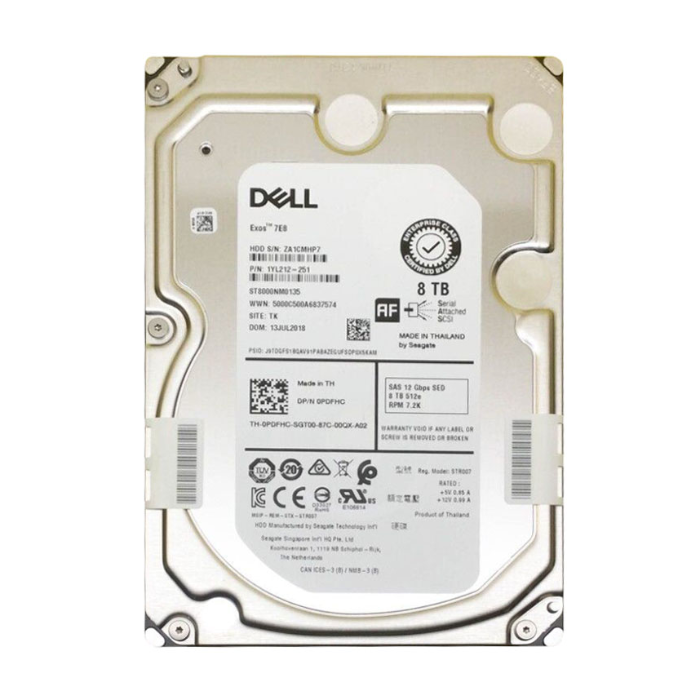 Dell 0PDFHC | 8TB 7200RPM SAS 12Gb/s Hot-Pluggable 256MB Cache (SED) 3.5-Inch Nearline Hard Drive for PowerEdge & PowerVault Servers Refurbished - Dell refurbished available on Gotodirect