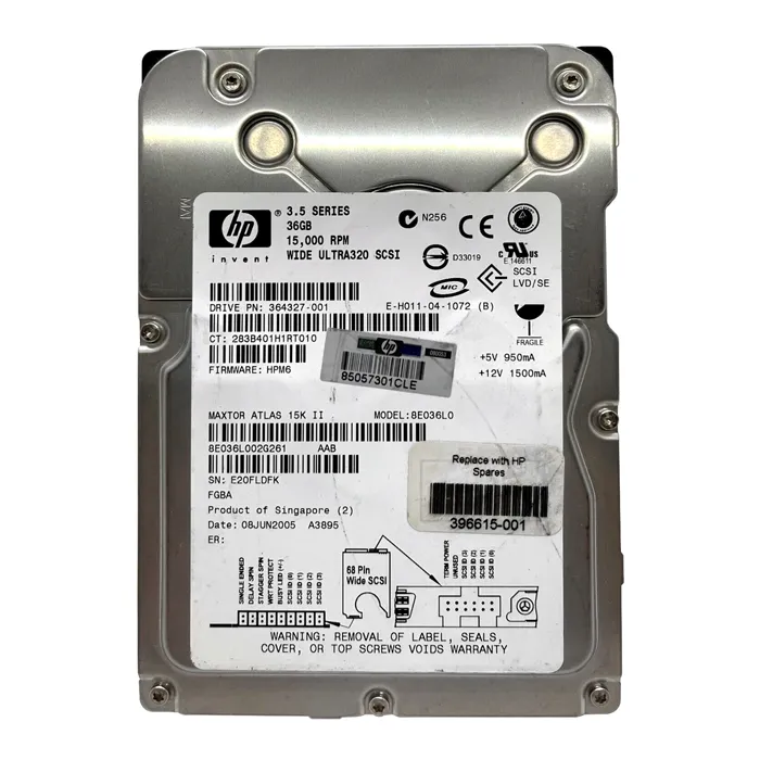 HP 364327-001 | 36.4GB 15000RPM Ultra320 SCSI 8MB Cache LVD 68-Pin 3.5-inch Hard Drive Refurbished - Hewlett-Packard (ou HP en abrégé) refurbished available on Gotodirect