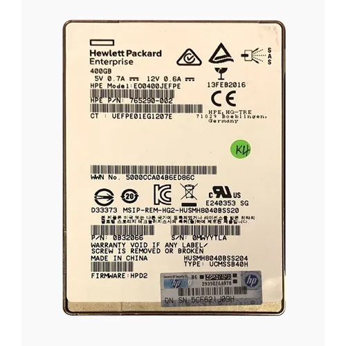 HP 765290-002 | 400GB SAS 12Gb/s Hot-Swappable 2.5-Inch Enterprise Solid State Drive for ProLiant Servers Refurbished - Hewlett-Packard (ou HP en abrégé) refurbished available on Gotodirect