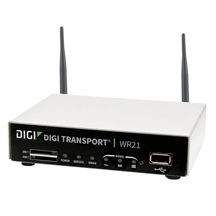 Digi International WR21-L52B-DE1-SU | TransPort WR21 Cellular 4G LTE Multi-Carrier Ethernet 2x Ports Serial 1 RS-232 Port Antennas & Power Supply included Refurbished -  refurbished available on Gotodirect