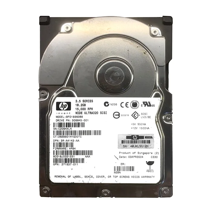 HP BF018863B8 | 18.2GB 15000RPM Ultra320 SCSI Hot Swappable LVD 80-Pin 3.5-Inch Hard Drive Refurbished - Hewlett-Packard (ou HP en abrégé) refurbished available on Gotodirect