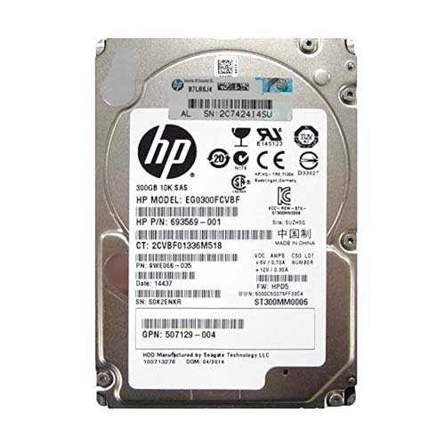 HP 693569-001 | 300GB 10000RPM SAS 6Gb/s SFF Hot-Pluggable Dual Port 2.5-inch Hard Drive for Gen8 to Gen9 ProLiant Servers Refurbished - Hewlett-Packard (ou HP en abrégé) refurbished available on Gotodirect