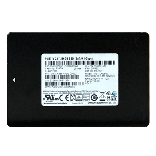 Samsung MZ-7LN256C | Enterprise PM871b Series 256GB Triple-Level Cell SATA 6Gb/s Mainstream Endurance 7mm 2.5-Inch Solid State Drive Refurbished - Samsung refurbished available on Gotodirect