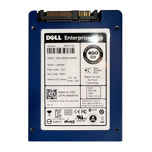Dell 0WMWPW | 400GB Single-Level Cell SAS 3Gb/s Hot-Pluggable 2.5-Inch Solid State Drive for PowerEdge Servers Refurbished - Dell refurbished available on Gotodirect