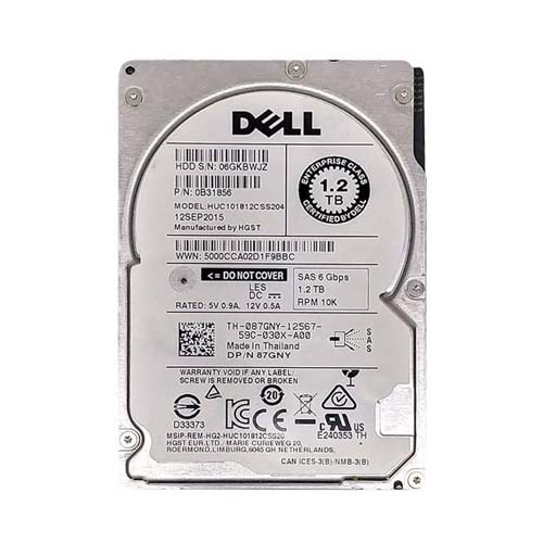 Dell 087GNY | 1.2TB 10000RPM SAS 12Gb/s Hot-Pluggable 128MB Cache (512n) 2.5-Inch Hard Drive for PowerEdge Server Refurbished - Dell refurbished available on Gotodirect