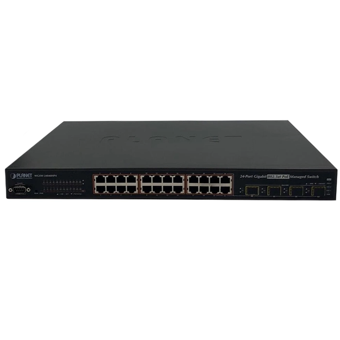 Planet WGSW-24040HP4 | 24 x Ports PoE+ 10/100/1000Base-T + 4 x Ports RJ-45/SFP Combo Layer 2 Managed 1U Rack-Mountable Gigabit Ethernet Switch Refurbished -  refurbished available on Gotodirect