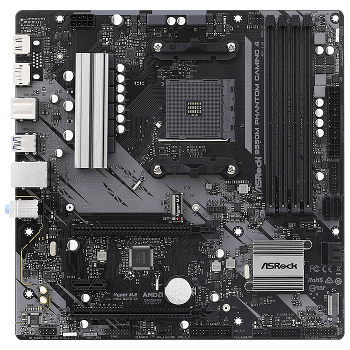 ASRock B550M-PHANTOM-GAMING-4 | AM4 AMD B550 SATA 6Gb/s micro-ATX AMD Motherboard Refurbished - ASRock refurbished available on Gotodirect