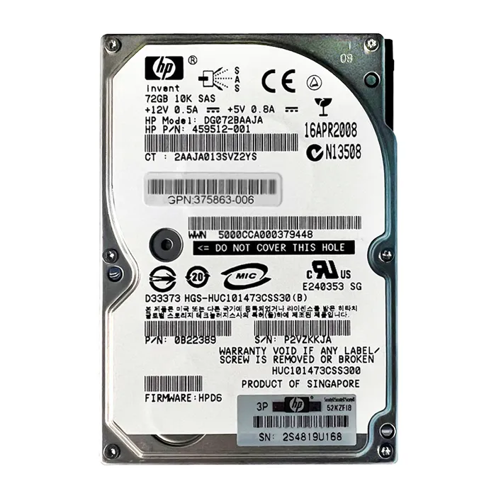 Buy HP 375863-006 | 72GB 10000RPM SAS 3Gb/s Hot-Pluggable Dual Port SFF 2.5-inch Hard Drive Refurbished - $96.63 HP 375863-006 | 72GB 10000RPM SAS 3Gb/s Hot-Pluggable Dual Port SFF 2.5-inch Hard Drive Refurbished - Hewlett-Packard (ou HP en abrégé) refurbished available on Gotodirect