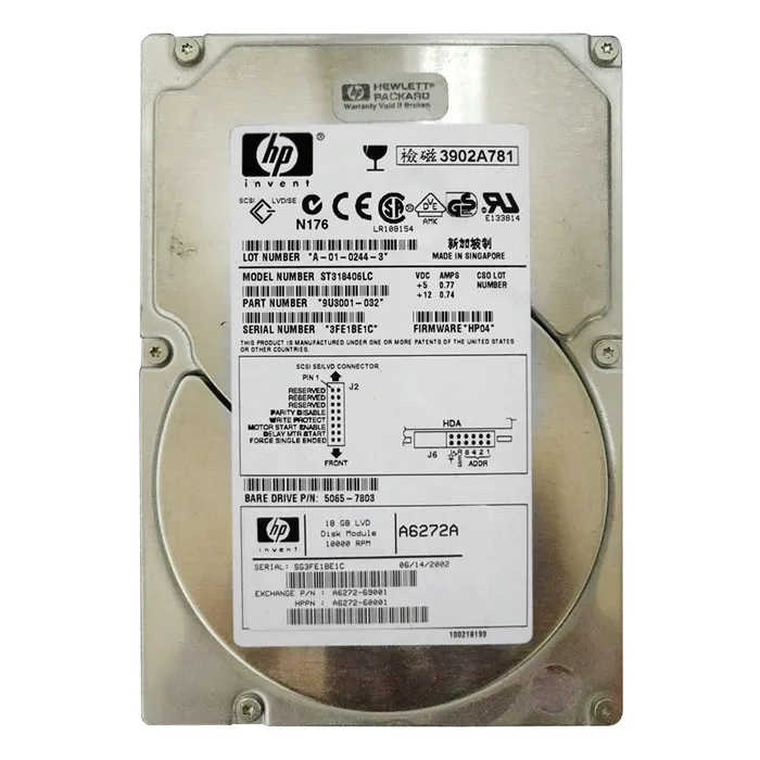 HP A6272-60001 | 18.2GB 10000RPM Ultra160 SCSI Hot Swappable LVD 80-Pin 3.5-Inch Hard Drive Refurbished - Hewlett-Packard (ou HP en abrégé) refurbished available on Gotodirect