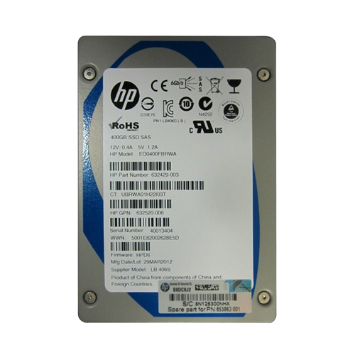 Buy HP 632429-003 | 400GB Single-Level Cell SAS 6Gb/s Hot-Swappable 2.5-Inch Enterprise Solid State Drive For ProLiant Server Refurbished - $157.06 HP 632429-003 | 400GB Single-Level Cell SAS 6Gb/s Hot-Swappable 2.5-Inch Enterprise Solid State Drive For ProLiant Server Refurbished - Hewlett-Packard (ou HP en abrégé) refurbished available on Gotodirect